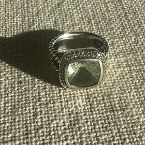 David Yurman Albion Prasiolite and pave diamond S/S Ring
